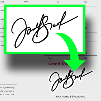 Une signature manuscrite insérée dans le document PDF